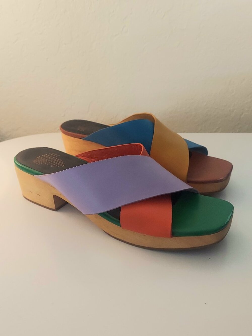 Charlotte Stone - Amos Low Multi-Color Clog Sandals, Size 12